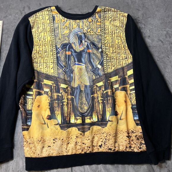 VTG Akademiks Sweatshirt Mens‎ XXL Egyptian Big Print Black Pullover Y2K - Picture 1 of 5